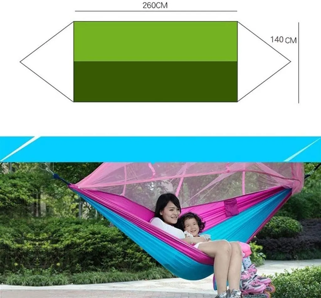 Portable Hammocks 1-2 Person Portable Outdoor Camping Hammock Parachute Fabric Hanging Bed Hunting Sleeping Swing Hamac Hammock for Outdoor(Pink)