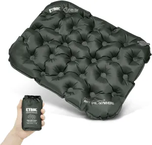 Portable Inflatable Seat Cushion, Lightweight Camping Air Sitting Pad with Storage bag and Repair Cloths, Waterproof Air Bleacher Seat Cushion for Climbing Hiking Office Airplane Car Stadium Seat
