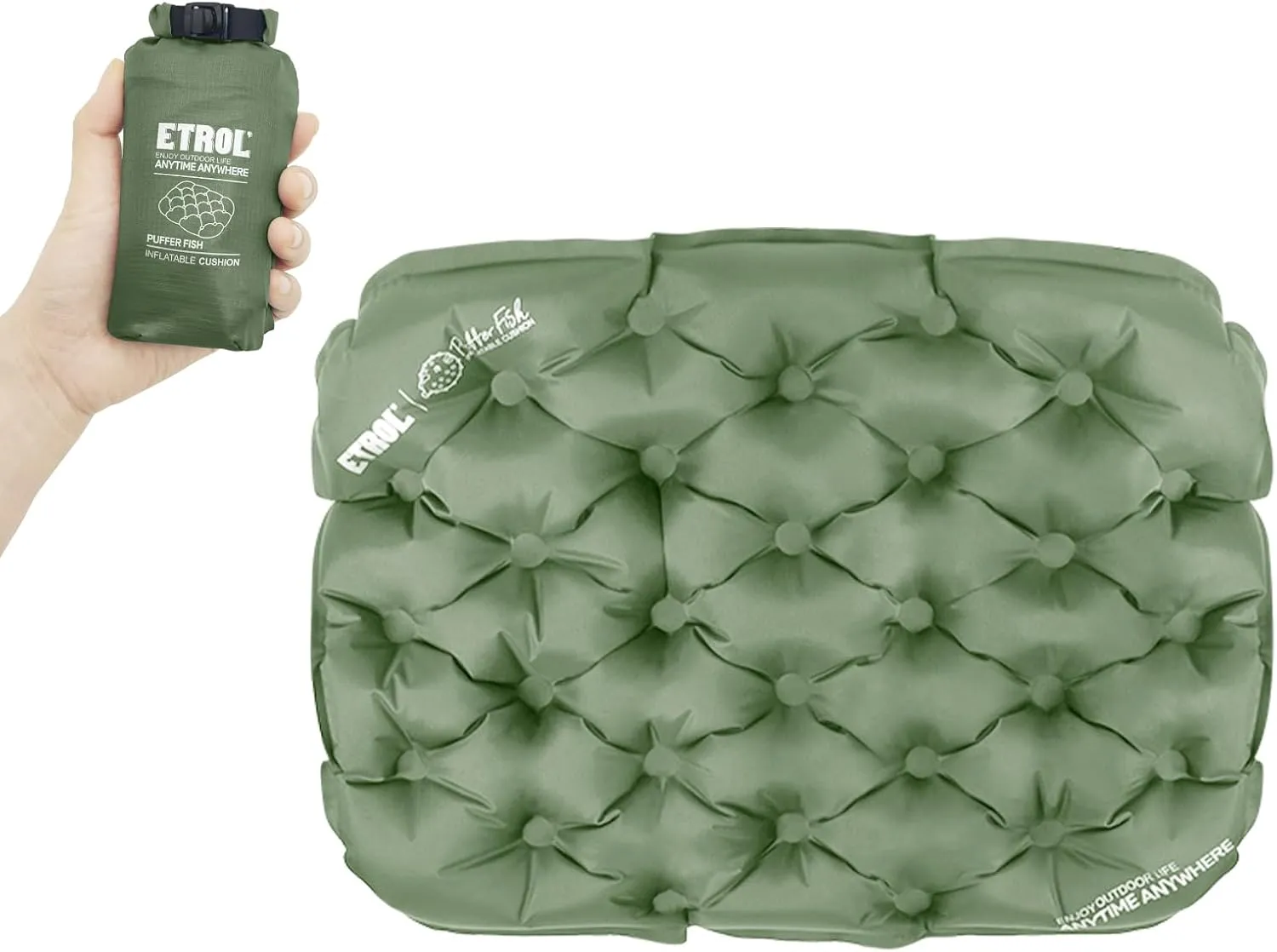 Portable Inflatable Seat Cushion, Lightweight Camping Air Sitting Pad with Storage bag and Repair Cloths, Waterproof Air Bleacher Seat Cushion for Climbing Hiking Office Airplane Car Stadium Seat