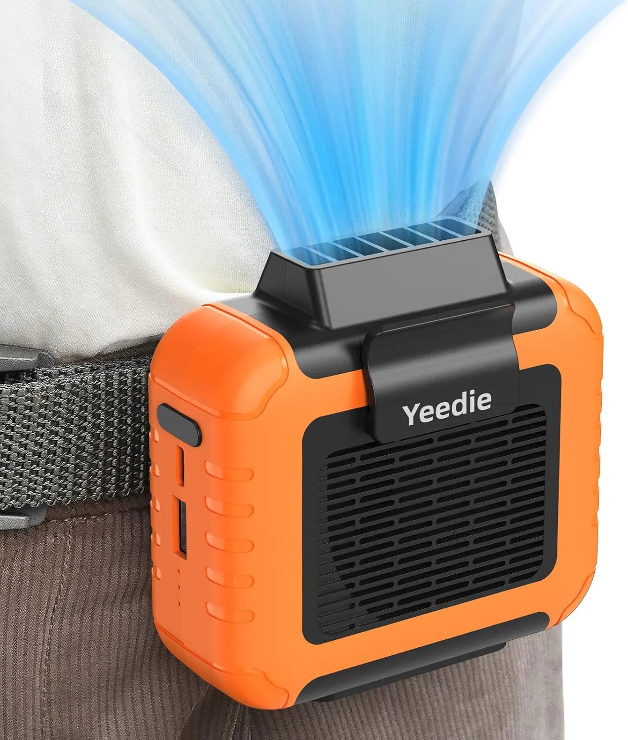 Portable Mini Waist Fan Rechargeable with 23H Working Time, 6200 RPM Strong Airflow, 3 Speed Levels, Belt Shirt Fan Clip on Waist Portable Cooling device for Blue Collar,Outdoor Working,Jobsite