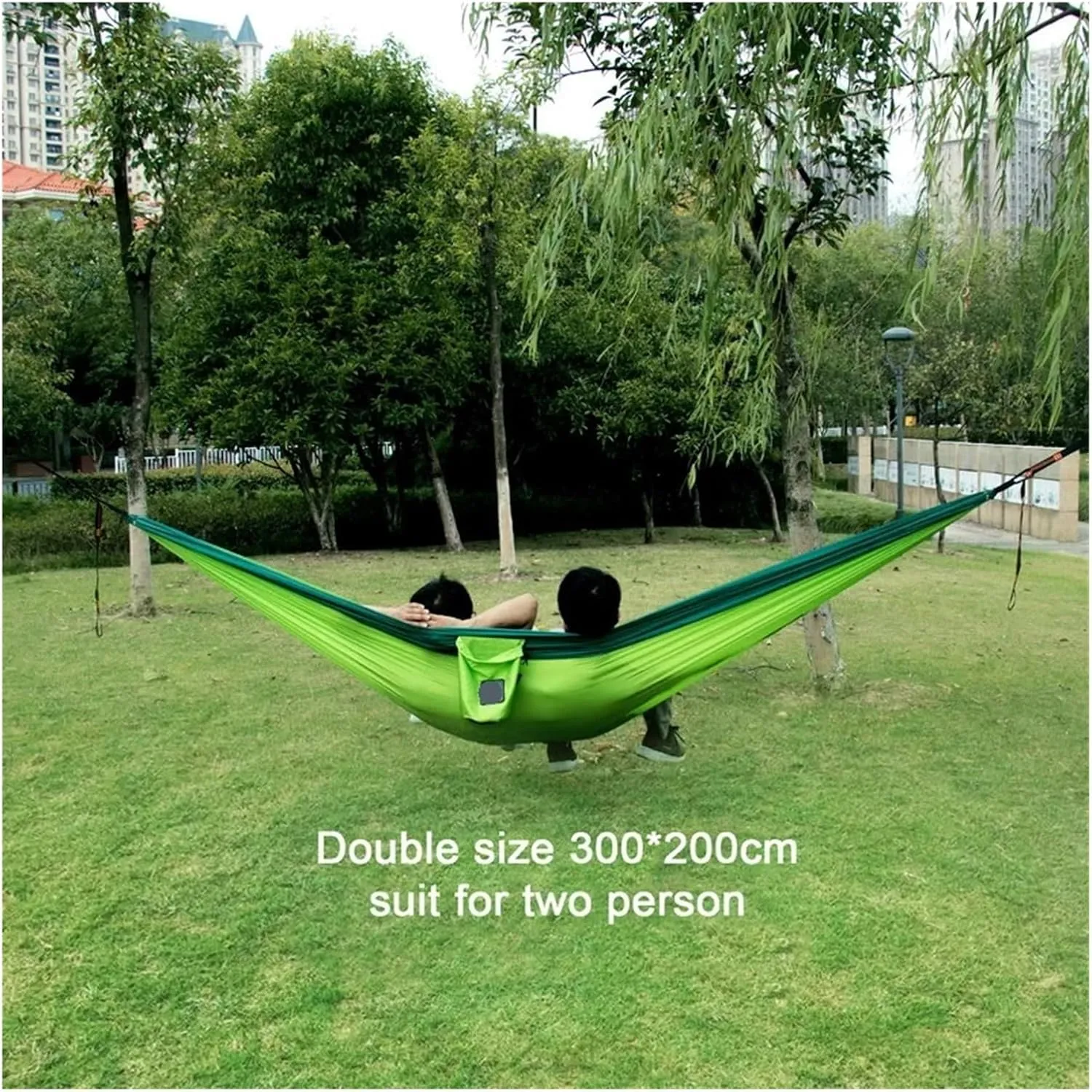 Portable Nylon Parachute Fabric Single and Double Size Outdoor Camping Hiking Garden Hammock for Terrace, Outdoor(Single Orange Grey)