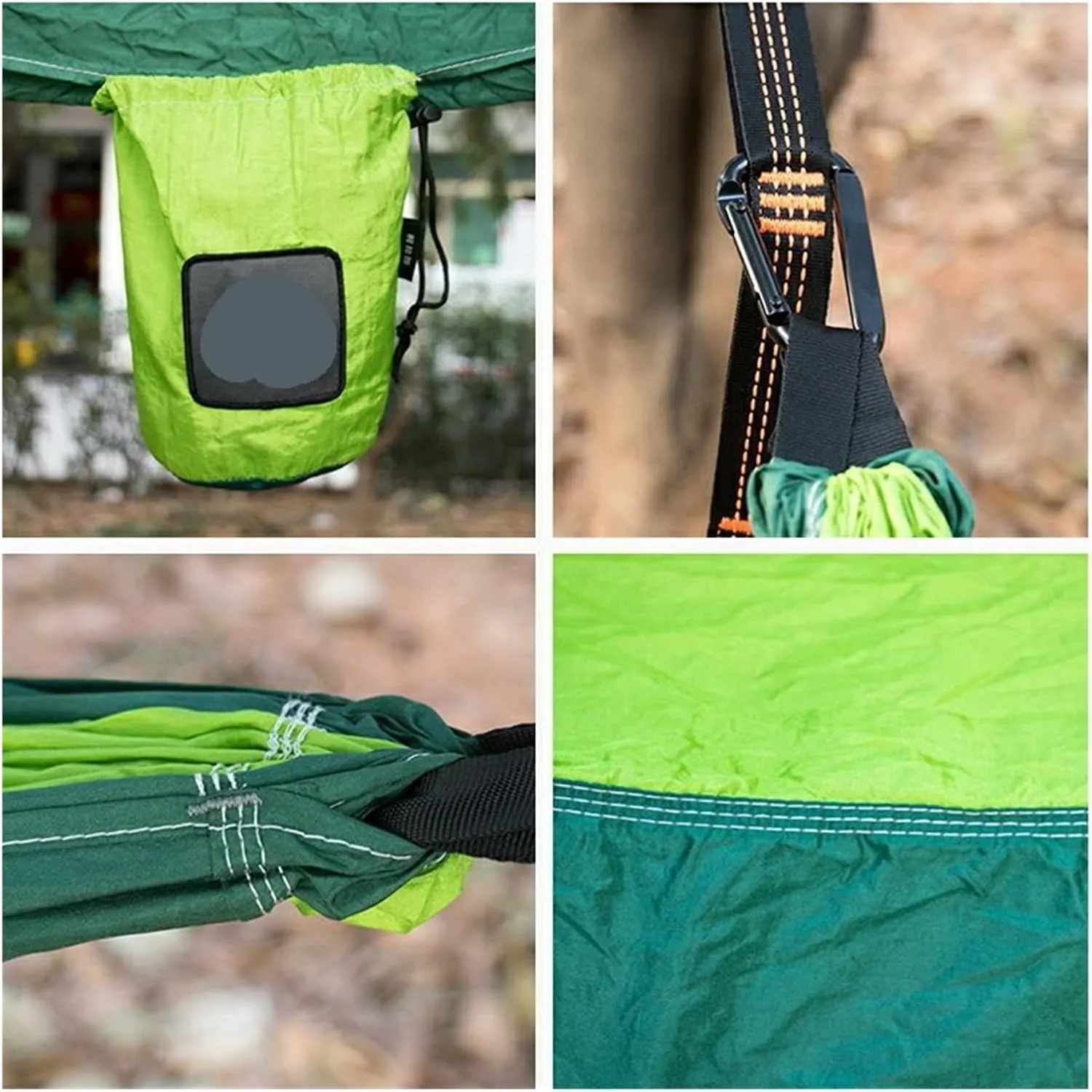Portable Nylon Parachute Fabric Single and Double Size Outdoor Camping Hiking Garden Hammock for Terrace, Outdoor(Single Orange Grey)
