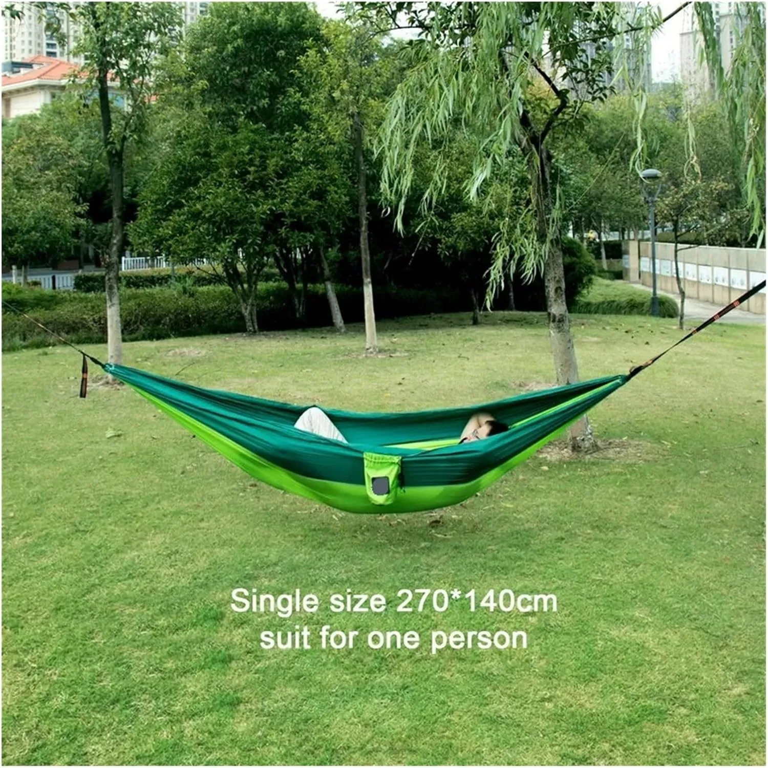 Portable Nylon Parachute Fabric Single and Double Size Outdoor Camping Hiking Garden Hammock for Terrace, Outdoor(Single Orange Grey)