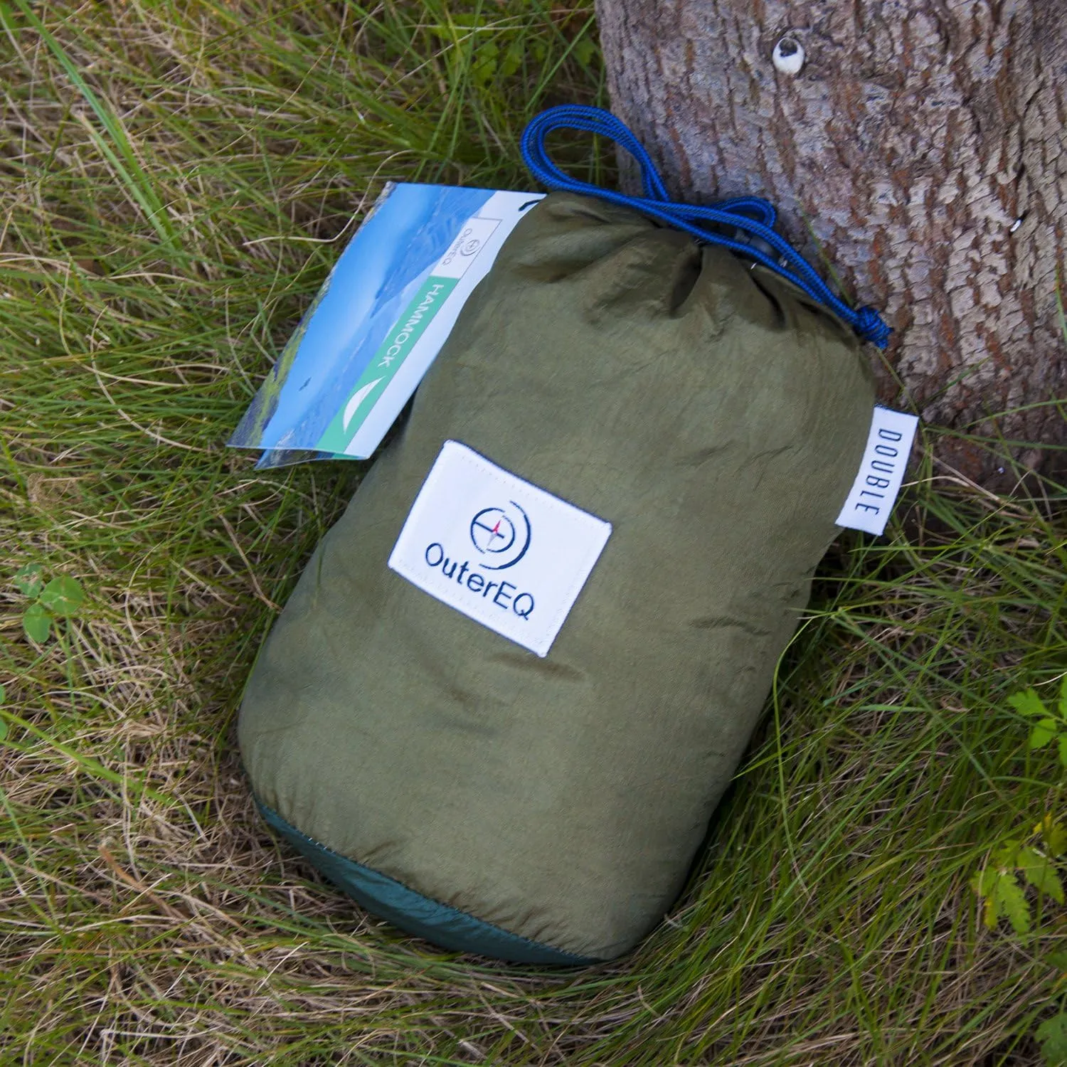 Portable Parachute Camping Hammocks Lightweight Nylon Fabric Travel Hammock (Army/Olive, 295cm x 198cm/Double)