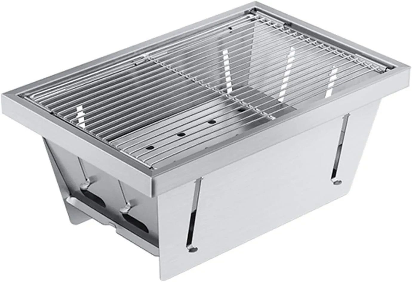Portable Stainless Steel BBQ Grill, Mini Outdoor Charcoal for 3-5 People, Foldable, Heat-Resistant, Ideal Camping Picnics