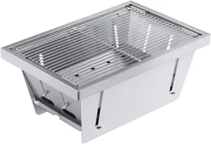 Portable Stainless Steel BBQ Grill, Mini Outdoor Charcoal for 3-5 People, Foldable, Heat-Resistant, Ideal Camping Picnics