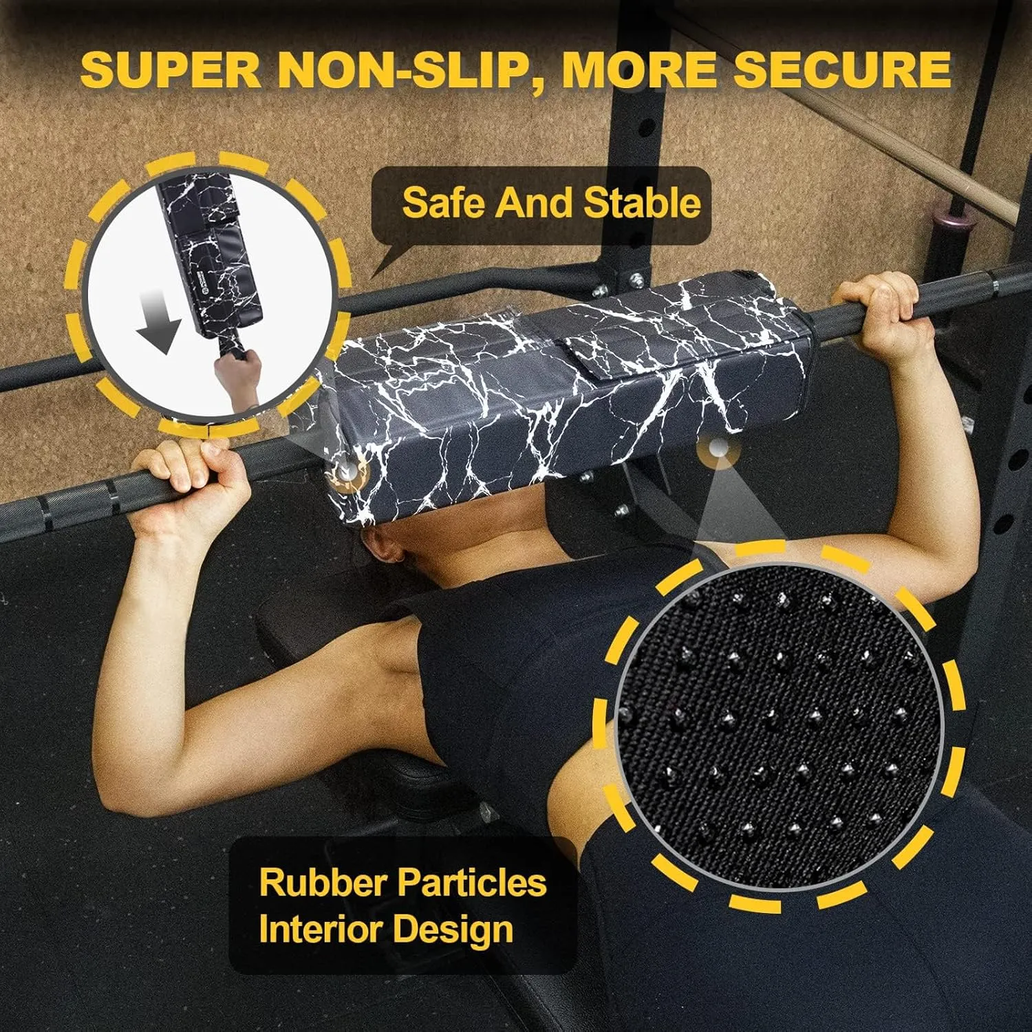 POWER GUIDANCE Square Hip Thrust Pad Barbell Squat Pad Protective Pad for Barbell Bench Press, Barbell Hip Thrusts, Weight Lifting, Squats, Lunges - Fit Standard and Olympic Bars