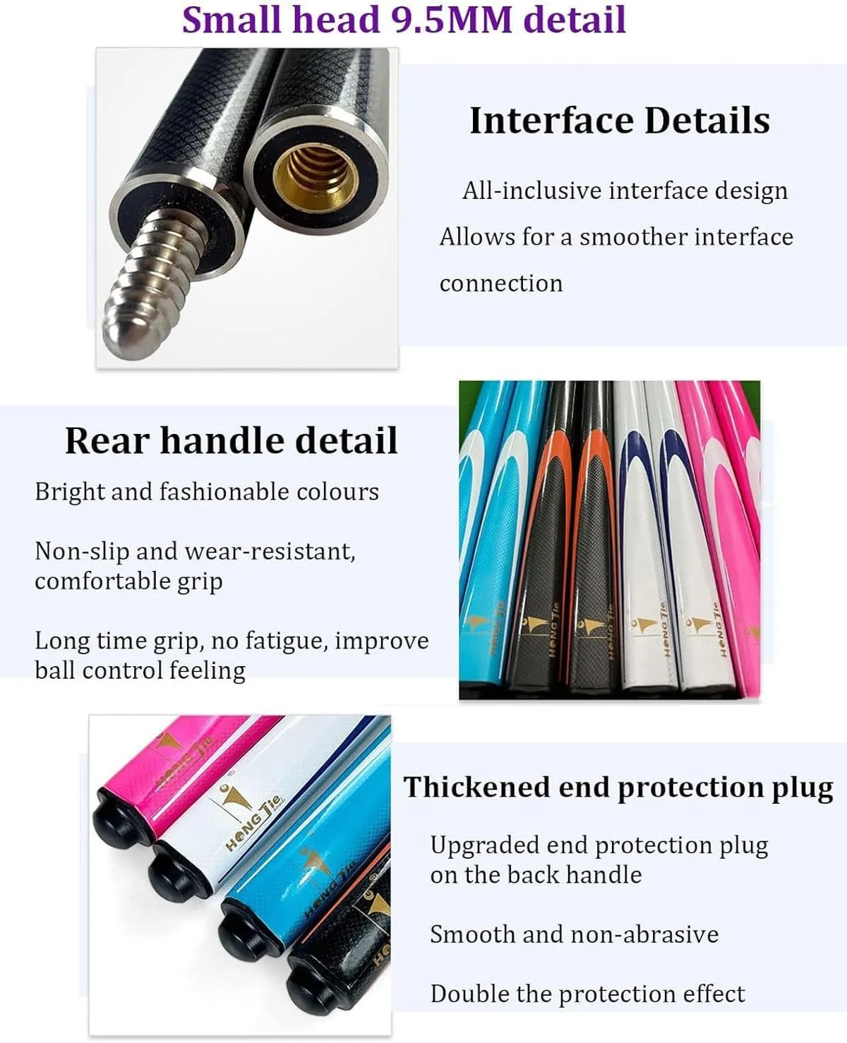 Premium Carbon Fiber Snooker Pool Cues 9.5mm Tip,58 Inch Snooker Cues with Hard Bag & Chalk, 1/2 Jointed Carbon Fibre Billiard Cue Pool Cue Stick,for Billiards Fans(Gray)