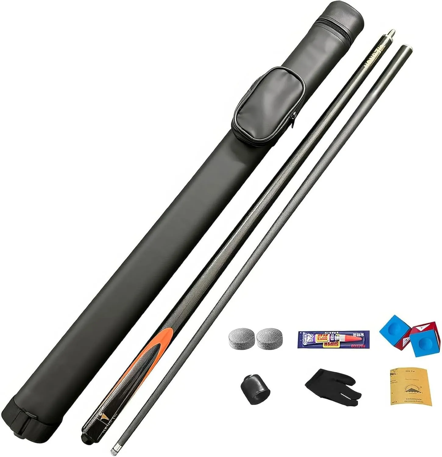 Premium Carbon Fiber Snooker Pool Cues 9.5mm Tip,58 Inch Snooker Cues with Hard Bag & Chalk, 1/2 Jointed Carbon Fibre Billiard Cue Pool Cue Stick,for Billiards Fans(Gray)