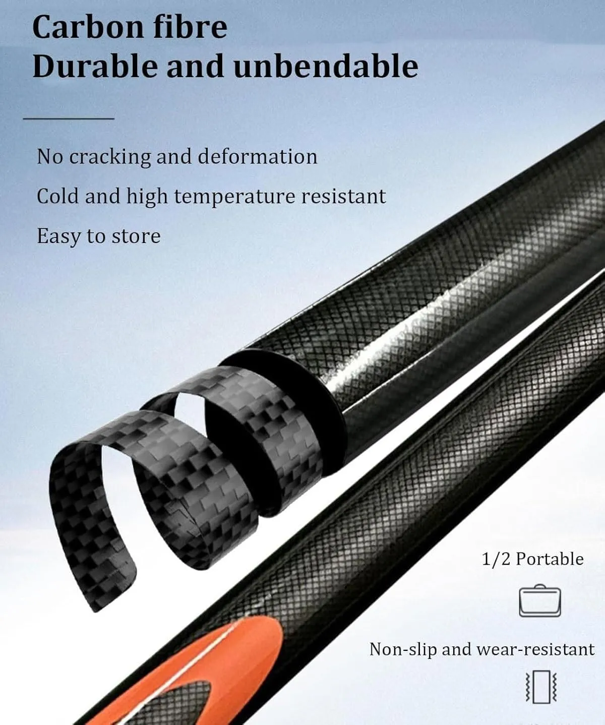Premium Carbon Fiber Snooker Pool Cues 9.5mm Tip,58 Inch Snooker Cues with Hard Bag & Chalk, 1/2 Jointed Carbon Fibre Billiard Cue Pool Cue Stick,for Billiards Fans(Gray)