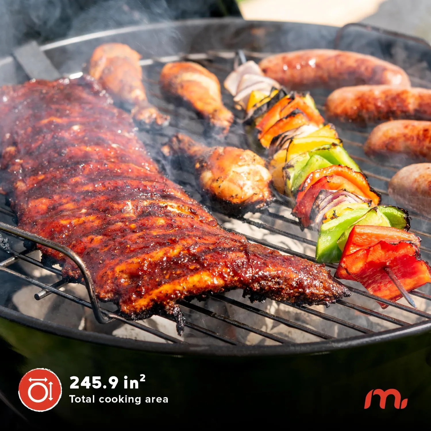 Premium Charcoal Grill, 18" Heavy Duty Charcoal Kettle Grill, Outdoor Cooking, Camping Patio, Backyard, Tailgating, Black