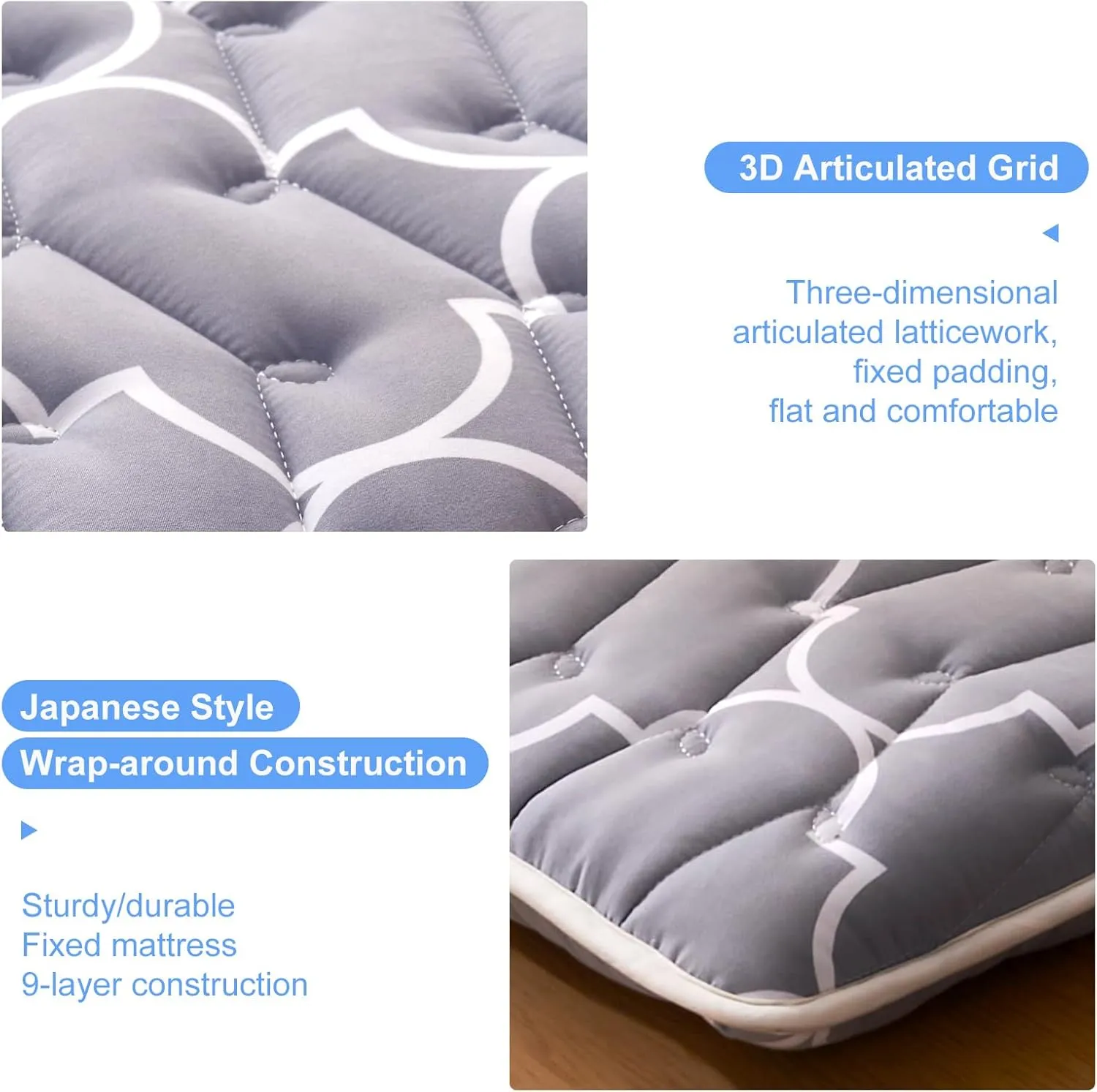 Premium Foam Japanese Floor Mattress Futon Mattress,100% High Density Comfortable Foam,Thicken Tatami Mat Sleeping Pad,Portable Kids Adults Sleeping Mats for Guest Room, Dormitory,Queen (80" X 60")