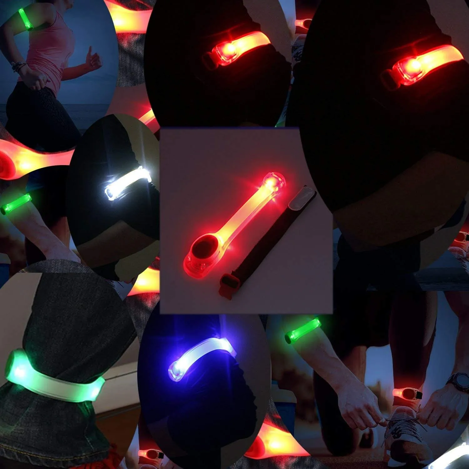 Premium LED Light Up Armband, Reflective Adjustable Wearable Silicone Running Belt Strap/Waterproof Glow in The Dark for Running Jogging Walking Cycling Concert Camping Outdoor Sports