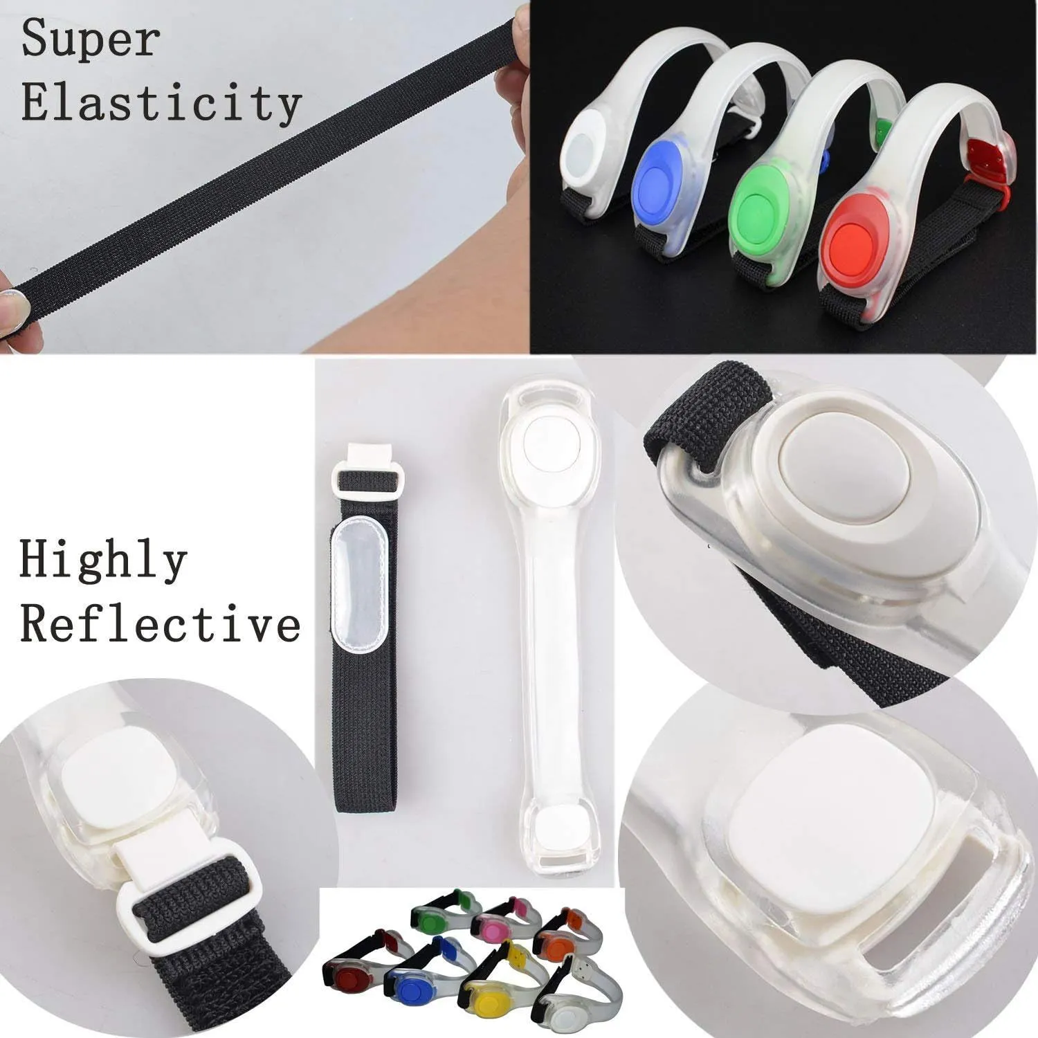 Premium LED Light Up Armband, Reflective Adjustable Wearable Silicone Running Belt Strap/Waterproof Glow in The Dark for Running Jogging Walking Cycling Concert Camping Outdoor Sports
