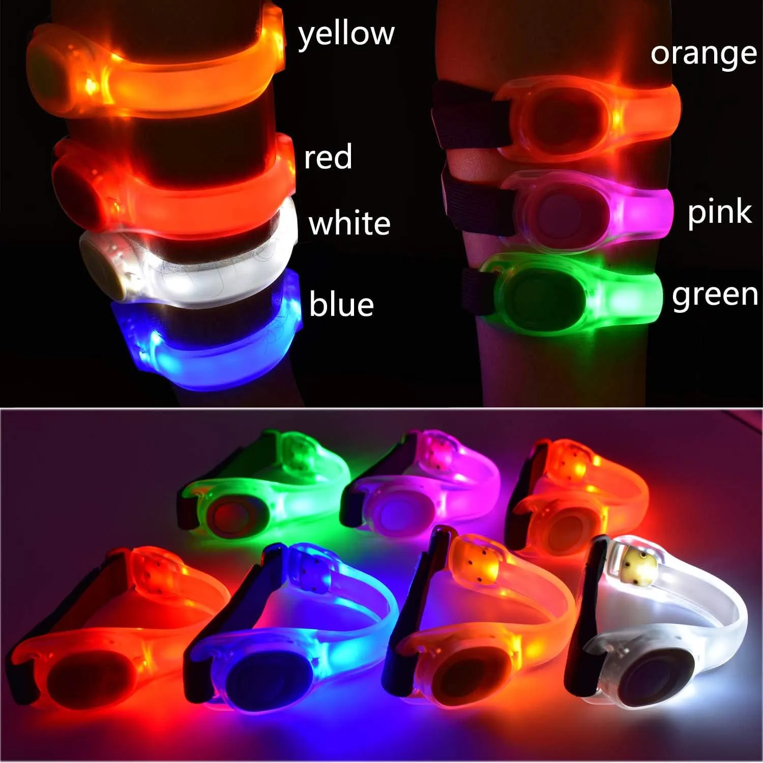 Premium LED Light Up Armband, Reflective Adjustable Wearable Silicone Running Belt Strap/Waterproof Glow in The Dark for Running Jogging Walking Cycling Concert Camping Outdoor Sports