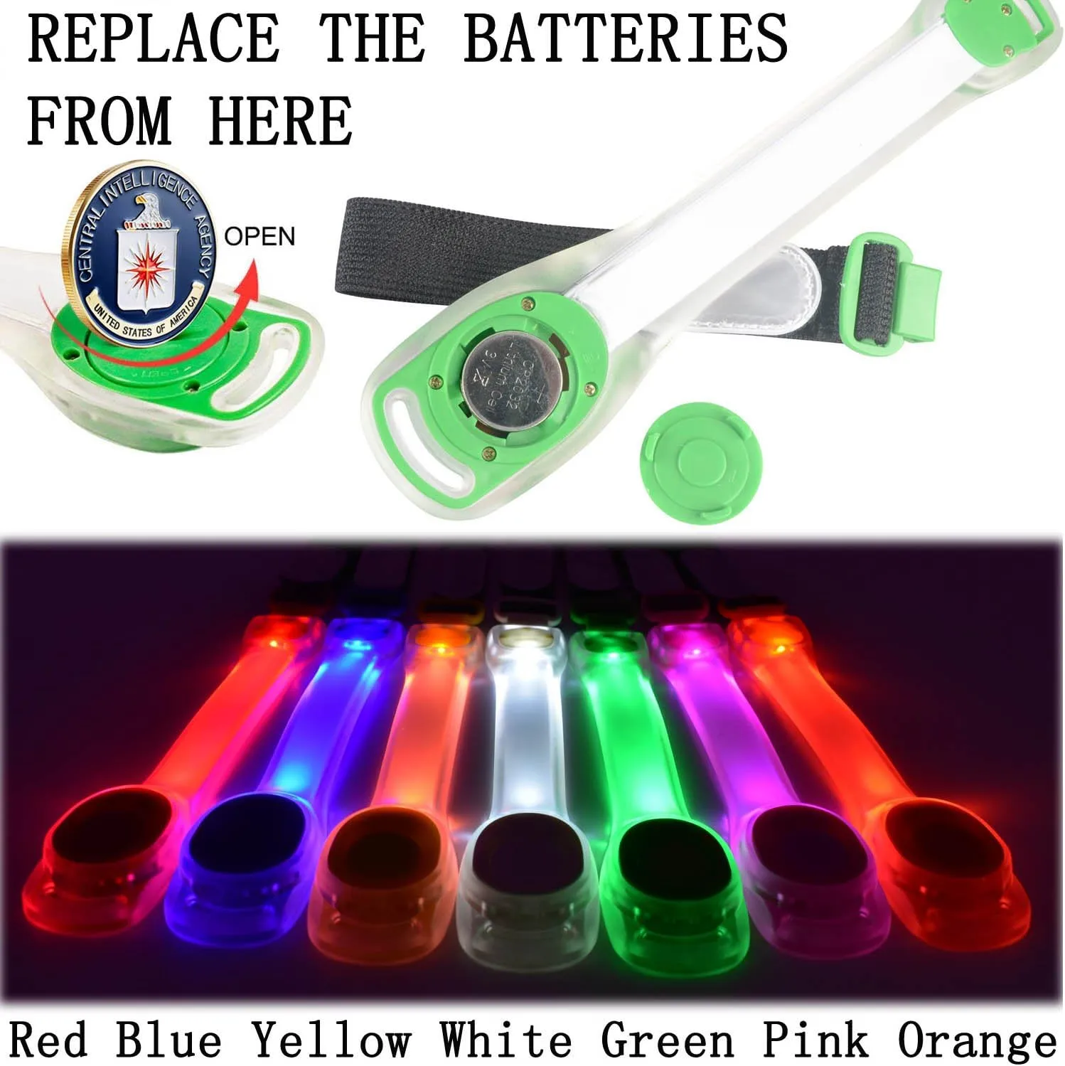 Premium LED Light Up Armband, Reflective Adjustable Wearable Silicone Running Belt Strap/Waterproof Glow in The Dark for Running Jogging Walking Cycling Concert Camping Outdoor Sports