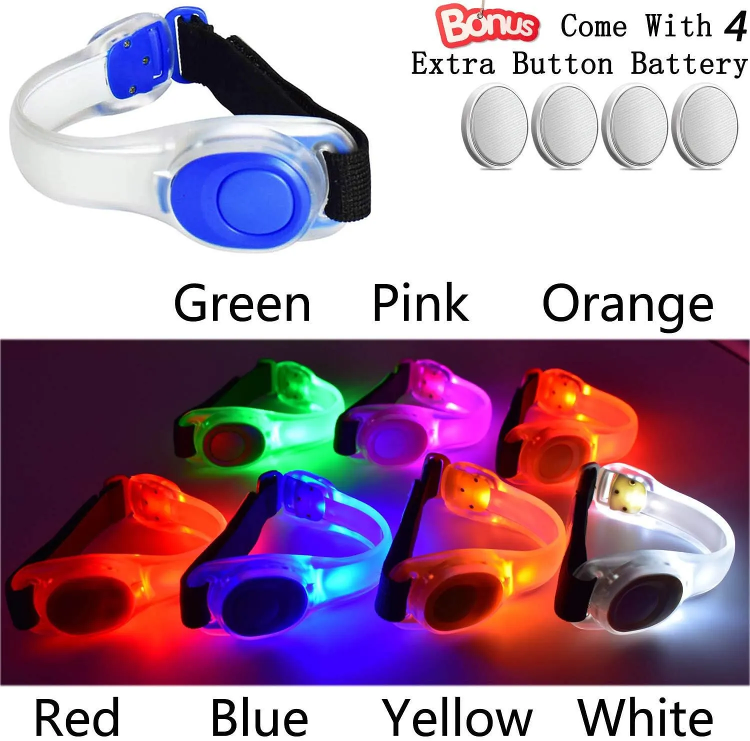 Premium LED Light Up Armband, Reflective Adjustable Wearable Silicone Running Belt Strap/Waterproof Glow in The Dark for Running Jogging Walking Cycling Concert Camping Outdoor Sports