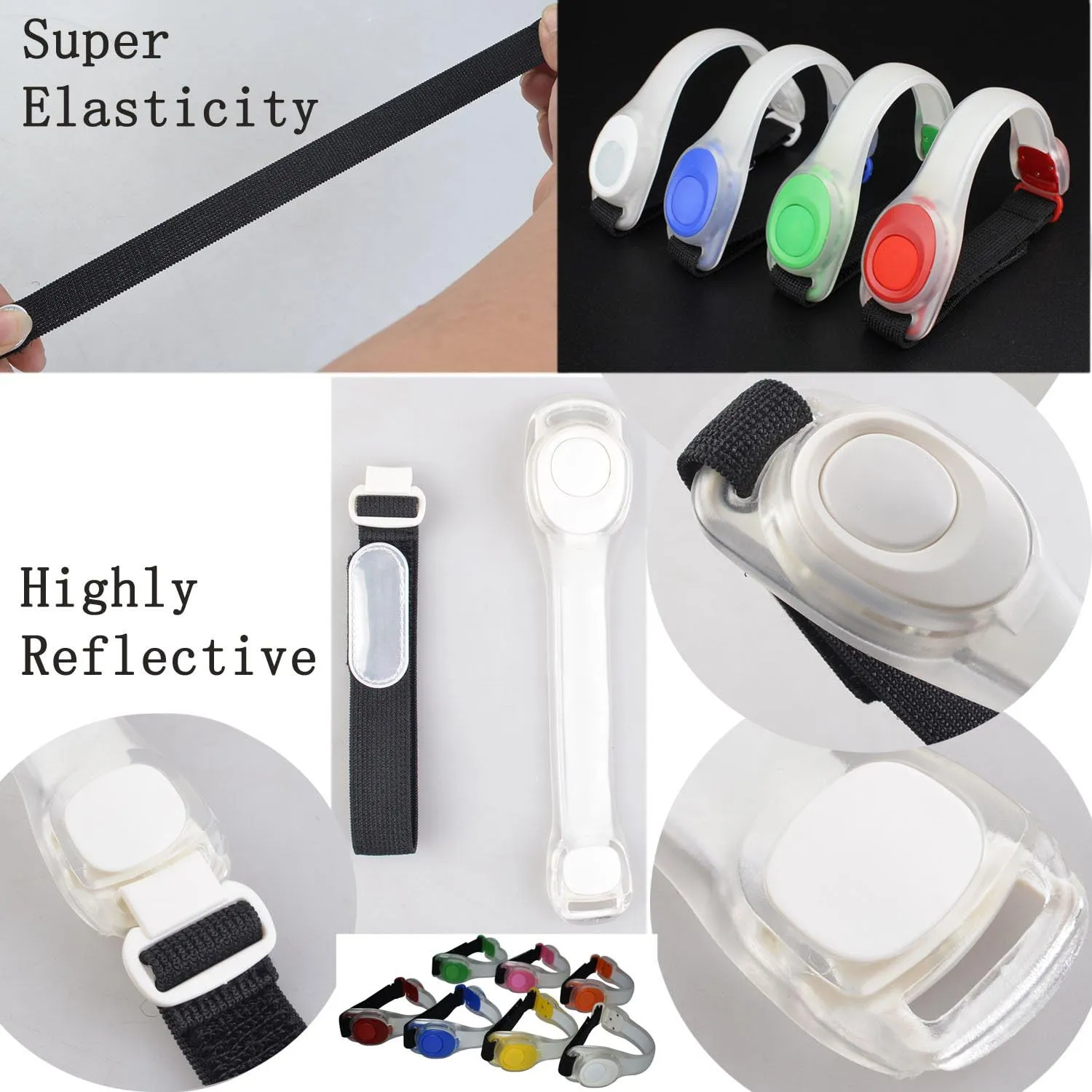 Premium LED Light Up Armband, Reflective Adjustable Wearable Silicone Running Belt Strap/Waterproof Glow in The Dark for Running Jogging Walking Cycling Concert Camping Outdoor Sports