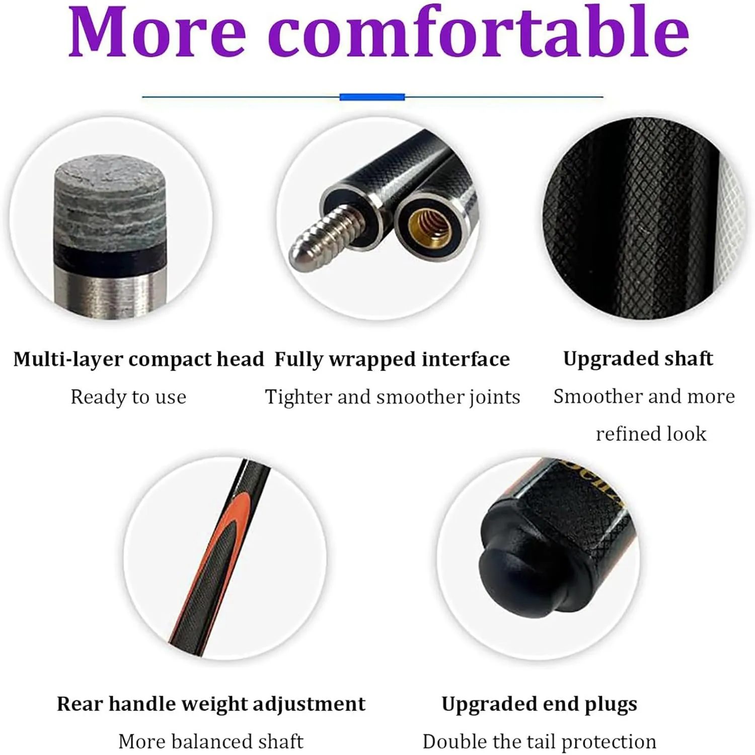 Premium Snooker cues,Carbon Fibre Pool cue,1/2 Jointed Carbon Fibre Billiard Cue Pool Cue Stick for Billiards Fans Pink 9.5mm,Premium Pool Cue 58 Inch Snooker Cues with Hard Bag & Chalk