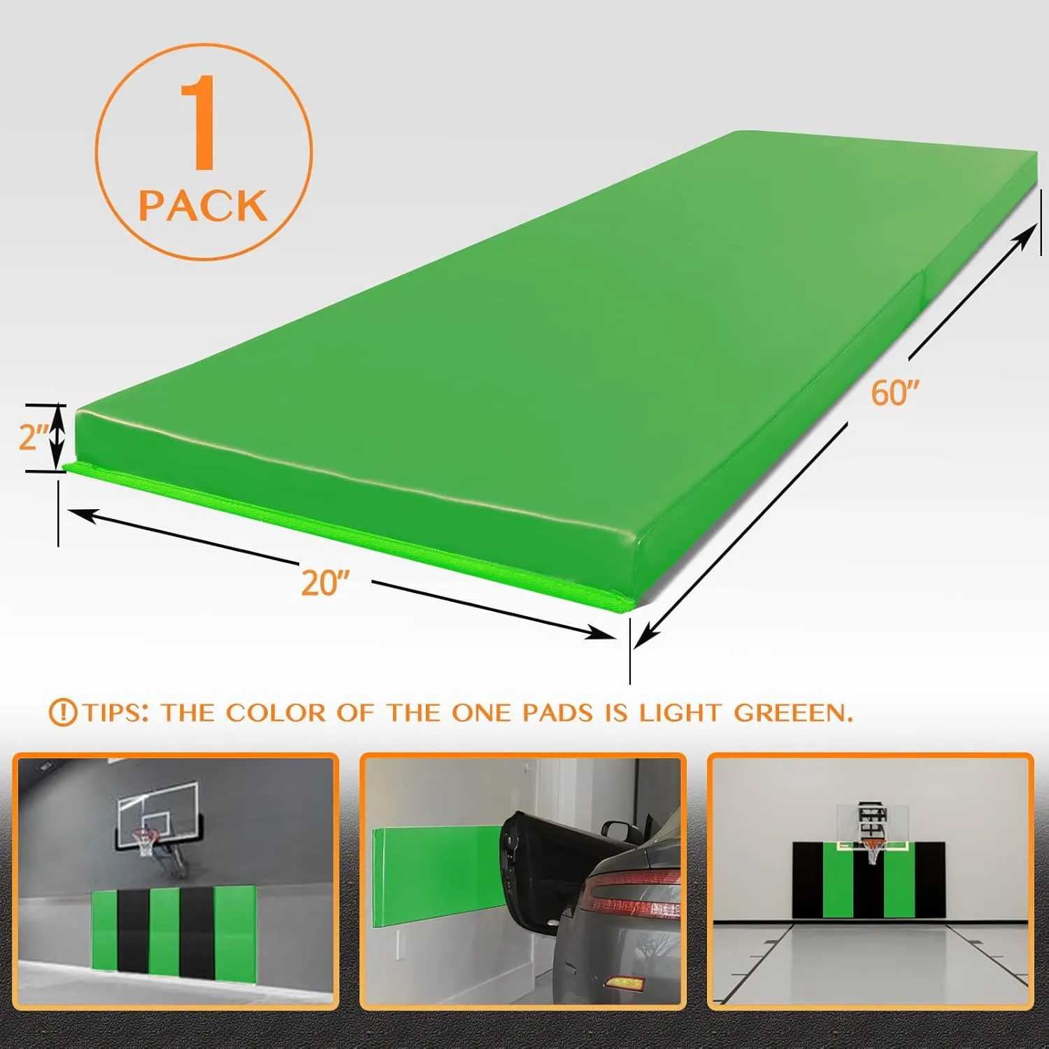PROGOAL Gym Wall Paddings Basketball Court Wall Protection Pad - 2”Thick Foam Wall Mat Durable Protector for Wall-Mounted Basketball Hoops Garage Taekwondo（60" Lx20 W）