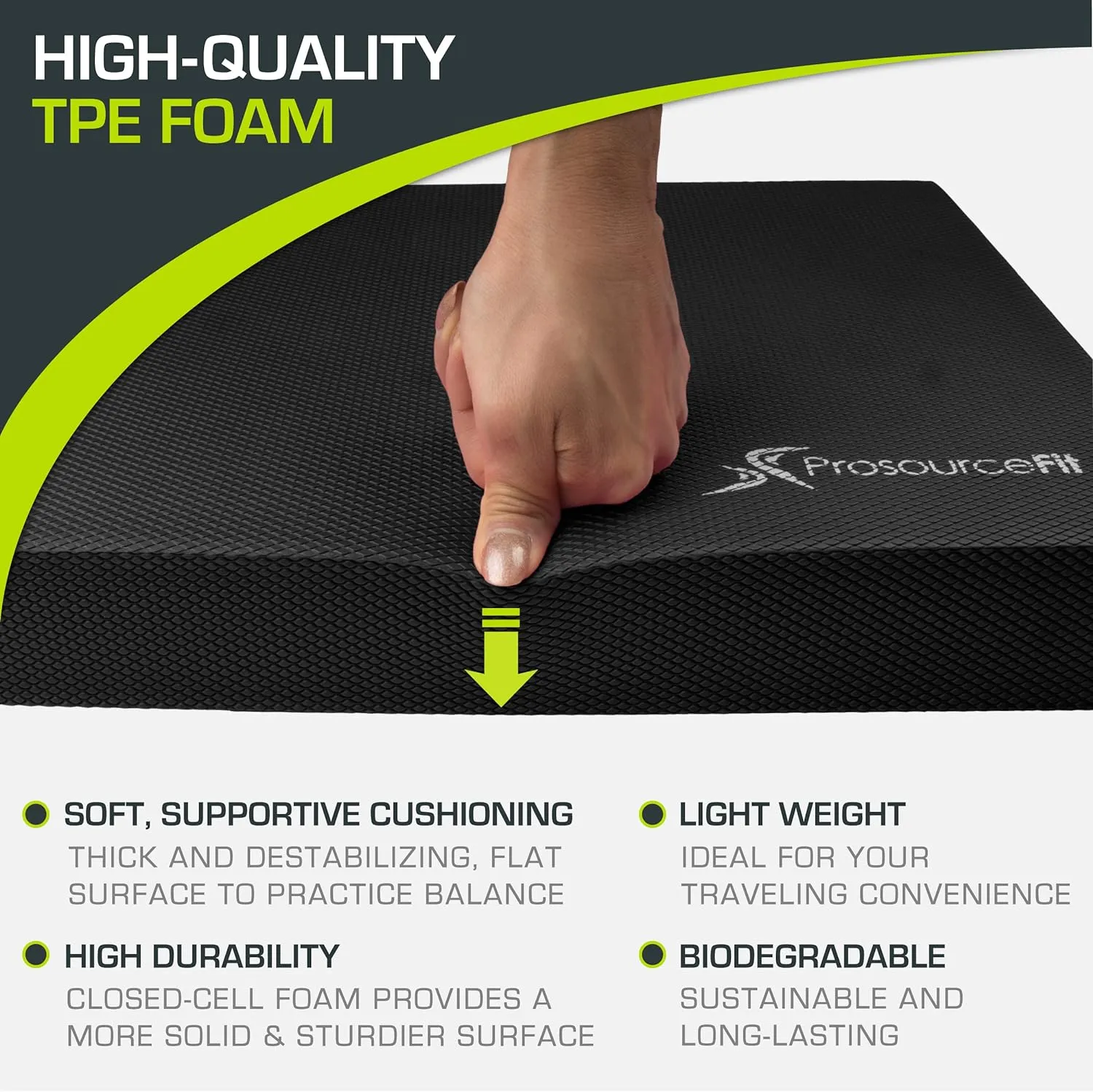 ProsourceFit Exercise Balance Pad – Large Cushioned Non-Slip Foam Mat & Knee Pad for Fitness, Stability Training, Physical Therapy