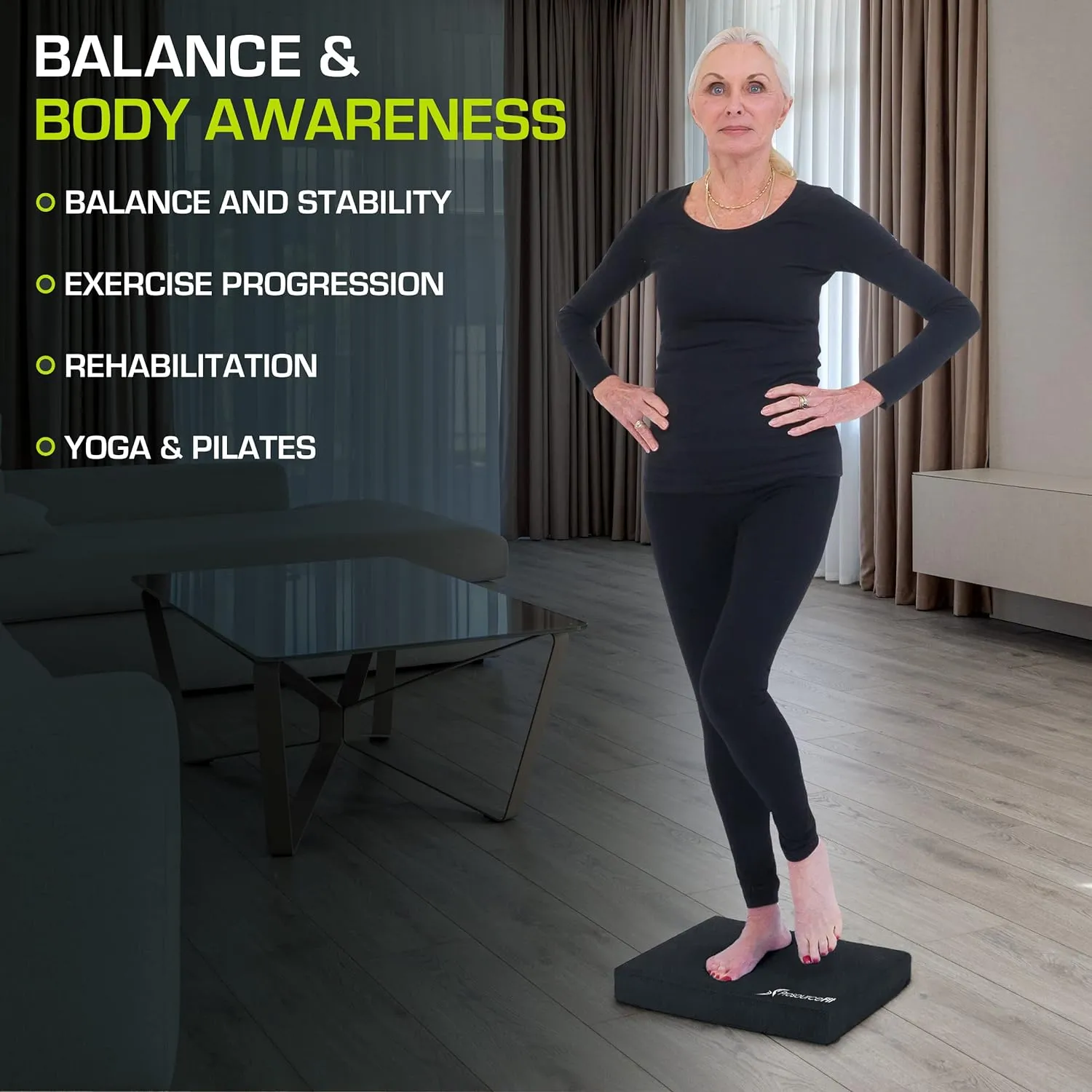 ProsourceFit Exercise Balance Pad – Large Cushioned Non-Slip Foam Mat & Knee Pad for Fitness, Stability Training, Physical Therapy