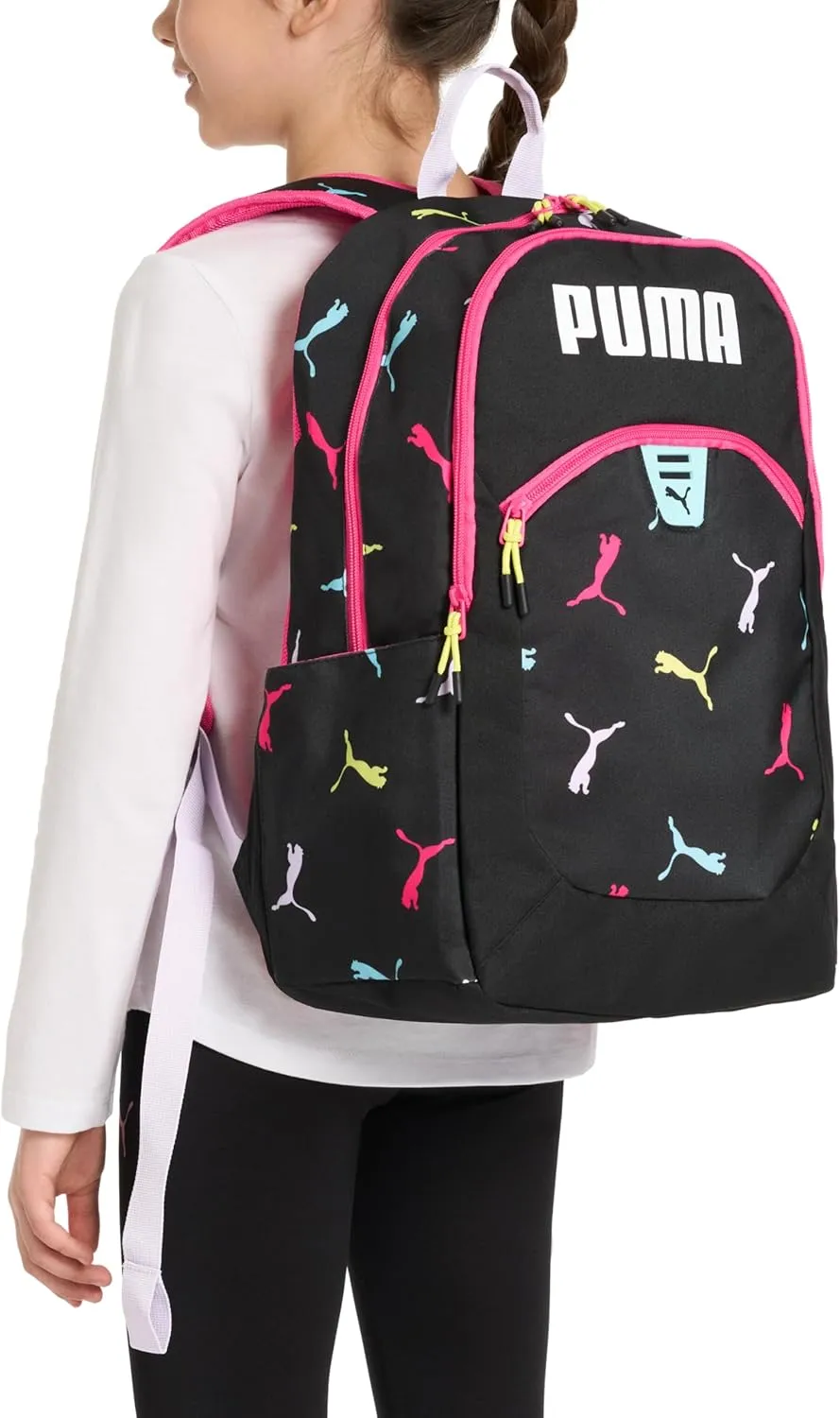 PUMA Unisex Kid's Rally 300 Backpack, Black/Knockout Pink, Large