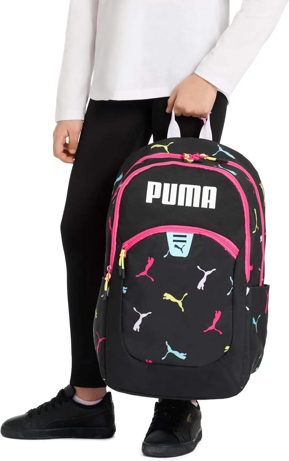 PUMA Unisex Kid's Rally 300 Backpack, Black/Knockout Pink, Large