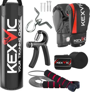 Punching Bag for Adults 4FT- Premium Heavy Duty Boxing Bag Set with 12OZ Boxing Gloves –Unfilled Hanging Kickboxing Bag for MMA, Karate, Judo, Muay Thai and Self Defense Training