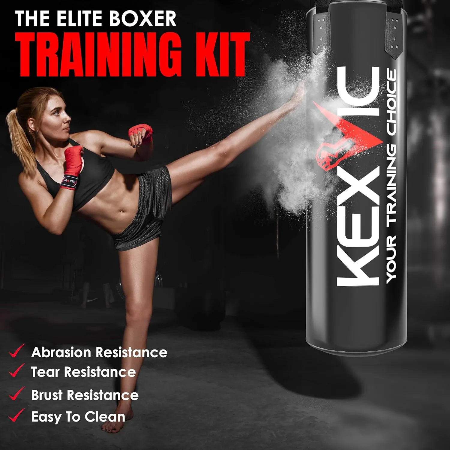 Punching Bag for Adults 4FT- Premium Heavy Duty Boxing Bag Set with 12OZ Boxing Gloves –Unfilled Hanging Kickboxing Bag for MMA, Karate, Judo, Muay Thai and Self Defense Training