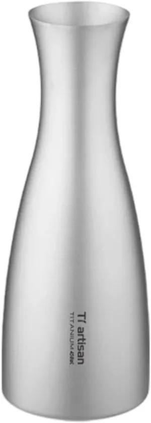 Pure Titanium Japanese Styles Sake Bottle Titanium Water Bottle Wine Pot 450ml Outdoor Camping Portable Flagon Hip Flask Wine Cup Drinkware