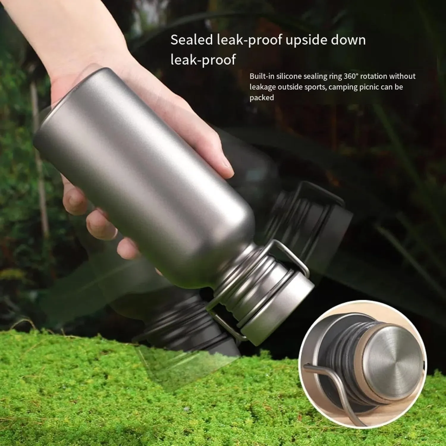 Pure titanium sports kettle sealed outdoor large capacity riding water bottle bicycle portable camping single layer running water cup