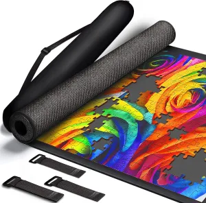 Puzzle Mat Roll Up, Large Roll Up Puzzle Mat 46”x26”, Portable Puzzle Organizer Up to 1500 Pcs, No Creases to Your Finished and Unfinished Puzzles, Rubber Mats for Jigsaw Puzzles