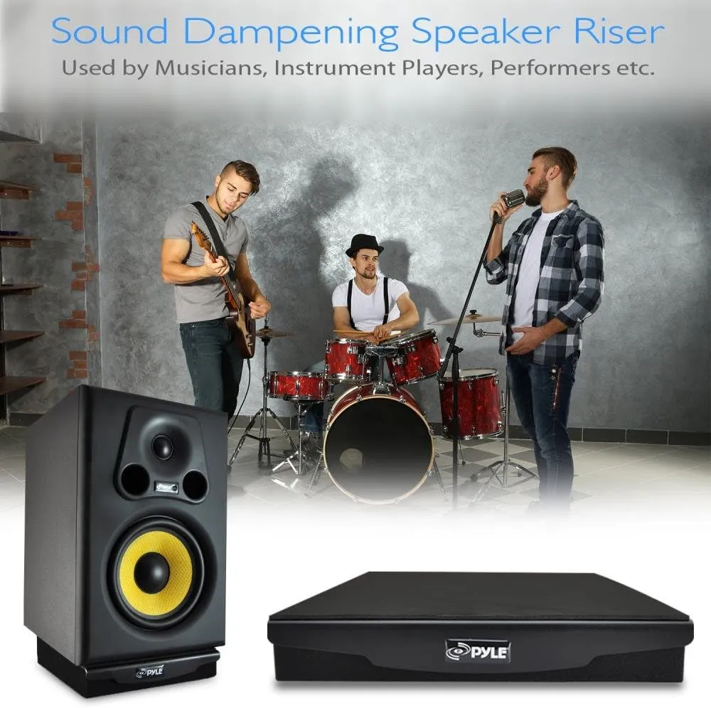Pyle Sound Dampening Speaker Riser Foam - Audio Acoustic Noise Isolation Platform Pads Recoil Stabilizer w/ Rubber Base Pad For Studio Monitor, Subwoofer, Loud Speakers - PSI04 (7.5 x 9.1 x 2.3 Inch)