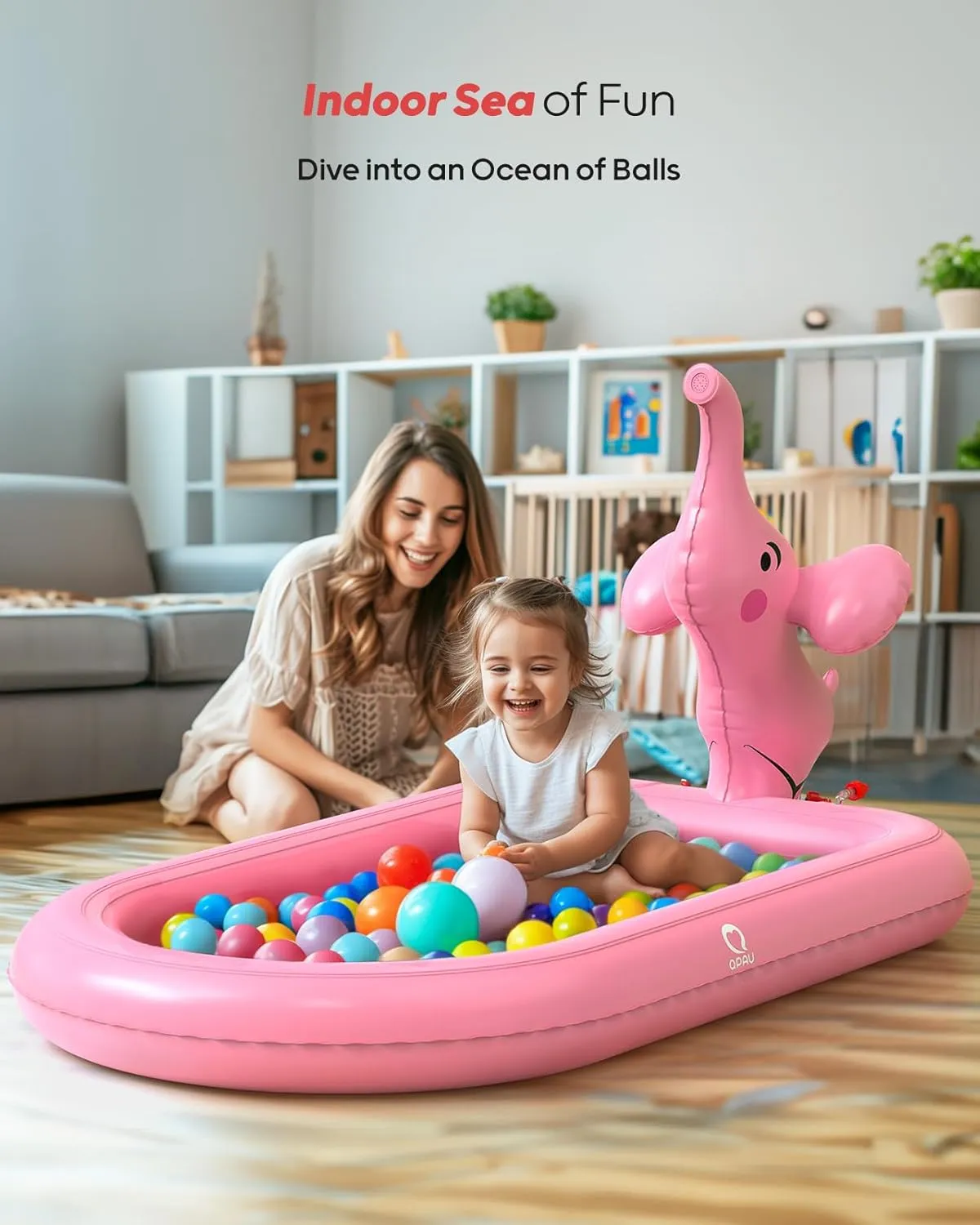 QPAU Splash Pads for Toddlers 1-3, Pink Elephant Toy Splash Pad for Kids, Outdoor Play Mat for Babies, Inflatable Sprinkler Pool for Birthday Girl Gifts 1 Year Old Girl