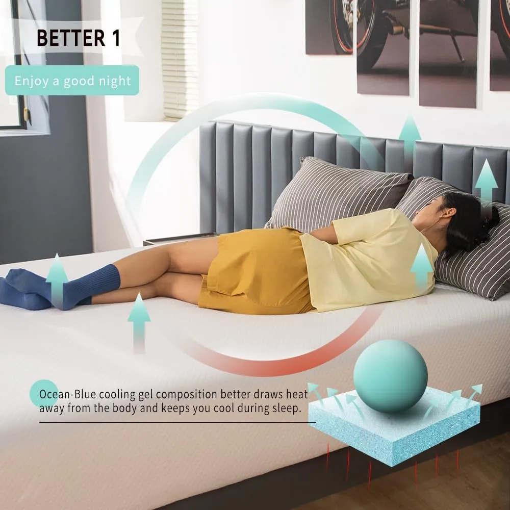 Queen Mattress, 6-inch, Gel Memory Foam [Premium Version] Medium-Firm, Queen Size Mattresses Bed in a Box, Fiberglass Free, Cooling Sleep & Pressure Relief, Certified Safe Foams & Fabric