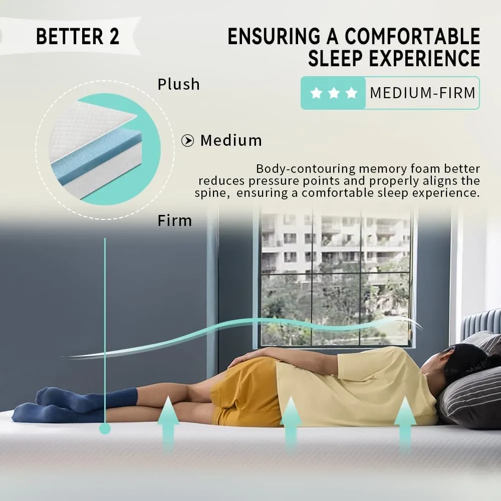 Queen Mattress, 6-inch, Gel Memory Foam [Premium Version] Medium-Firm, Queen Size Mattresses Bed in a Box, Fiberglass Free, Cooling Sleep & Pressure Relief, Certified Safe Foams & Fabric