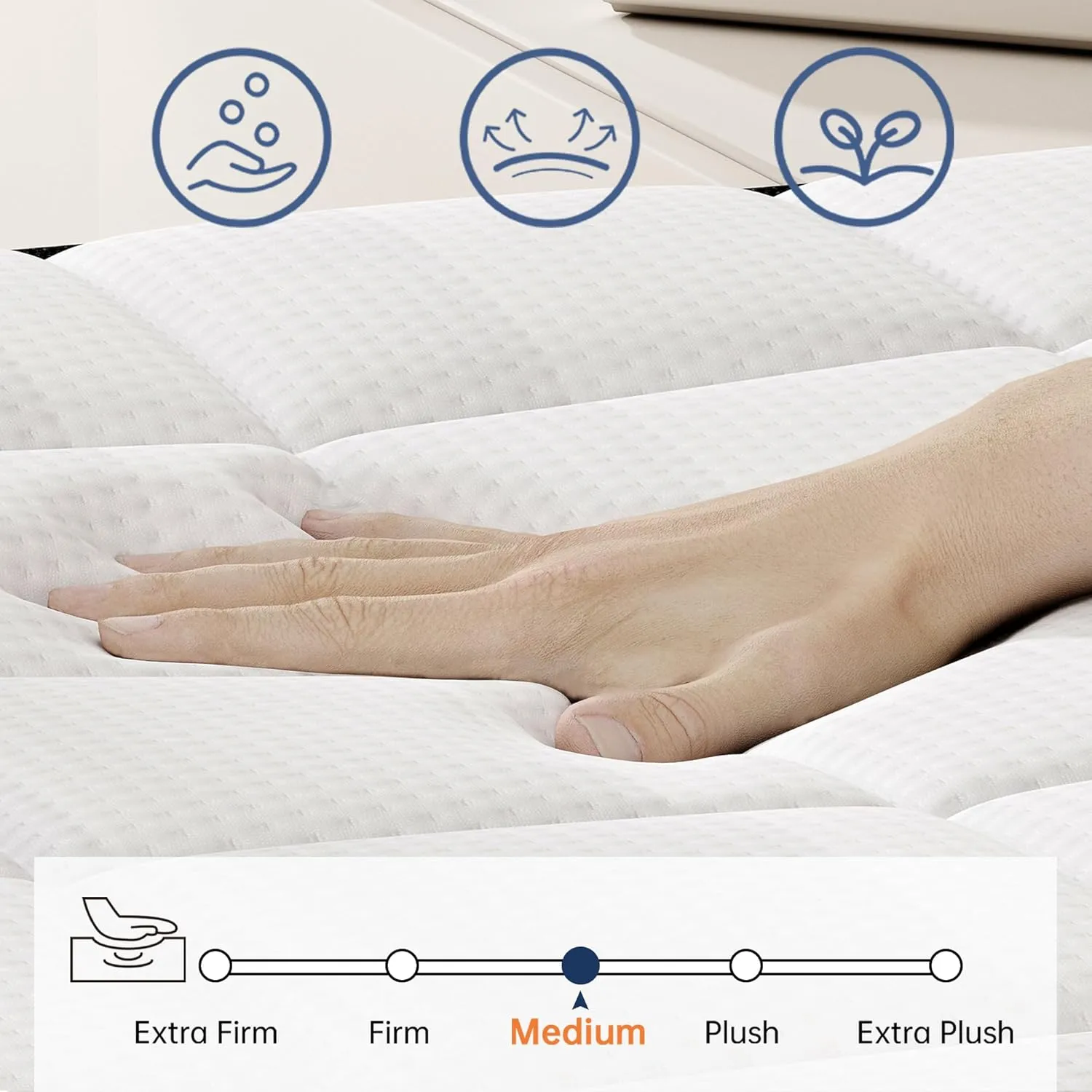 Queen Size Mattresses, 12 Inch Hybrid Queen Mattress in a Box, Medium Firm, Memory Foam and Pocket Springs, Strong Edge Support, Pressure Relief