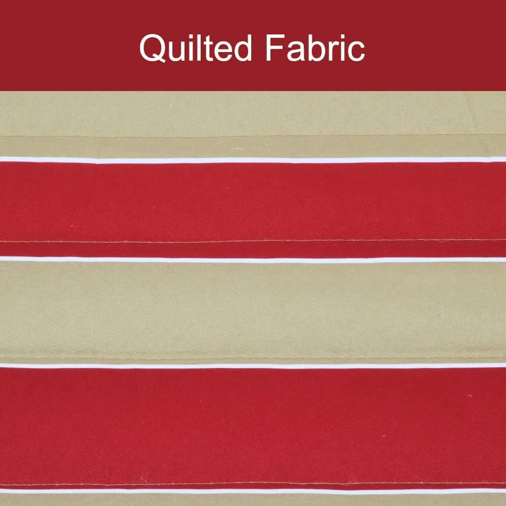 Quilted Fabric Double Hammock with Pillow, Heavy Duty Hardwood Spreader Bar, Hammocks for Outside, 450-pound Capacity, Hamacas Para Adultos for Patio/Garden/Yard/Pool/Beach, Cherry Stripe
