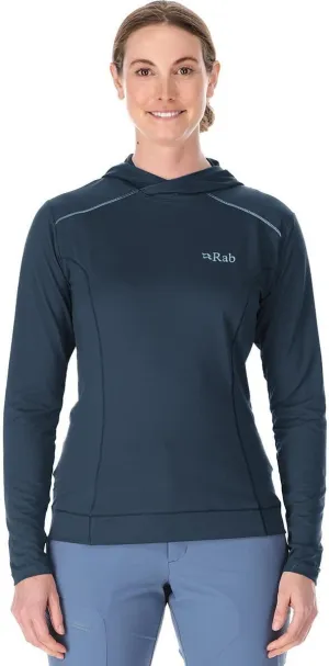 Rab Women's Force Hoody - Lightweight Long-Sleeve Hooded Baselayer Shirt for Hiking, Climbing, & Trail Running