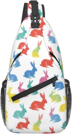 Rabbits Jumping Running Print Sling Bag Crossbody Travel Hiking Chest Backpack Shoulder Daypack For Women Men