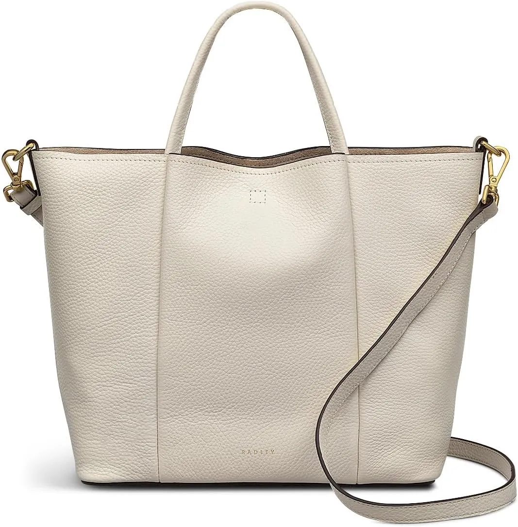 RADLEY London Henrietta Place Women's Medium Leather Open Top Satchel Bag, Chalk