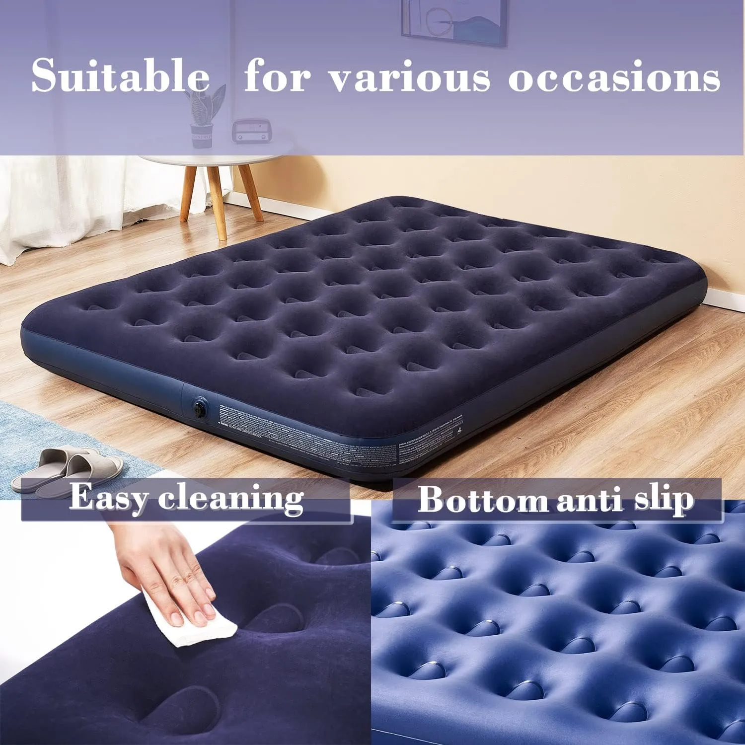 RAPTAVIS Full Size Air Mattress Inflatable Bed, Blow Up Mattress Camping Sleeping Pad