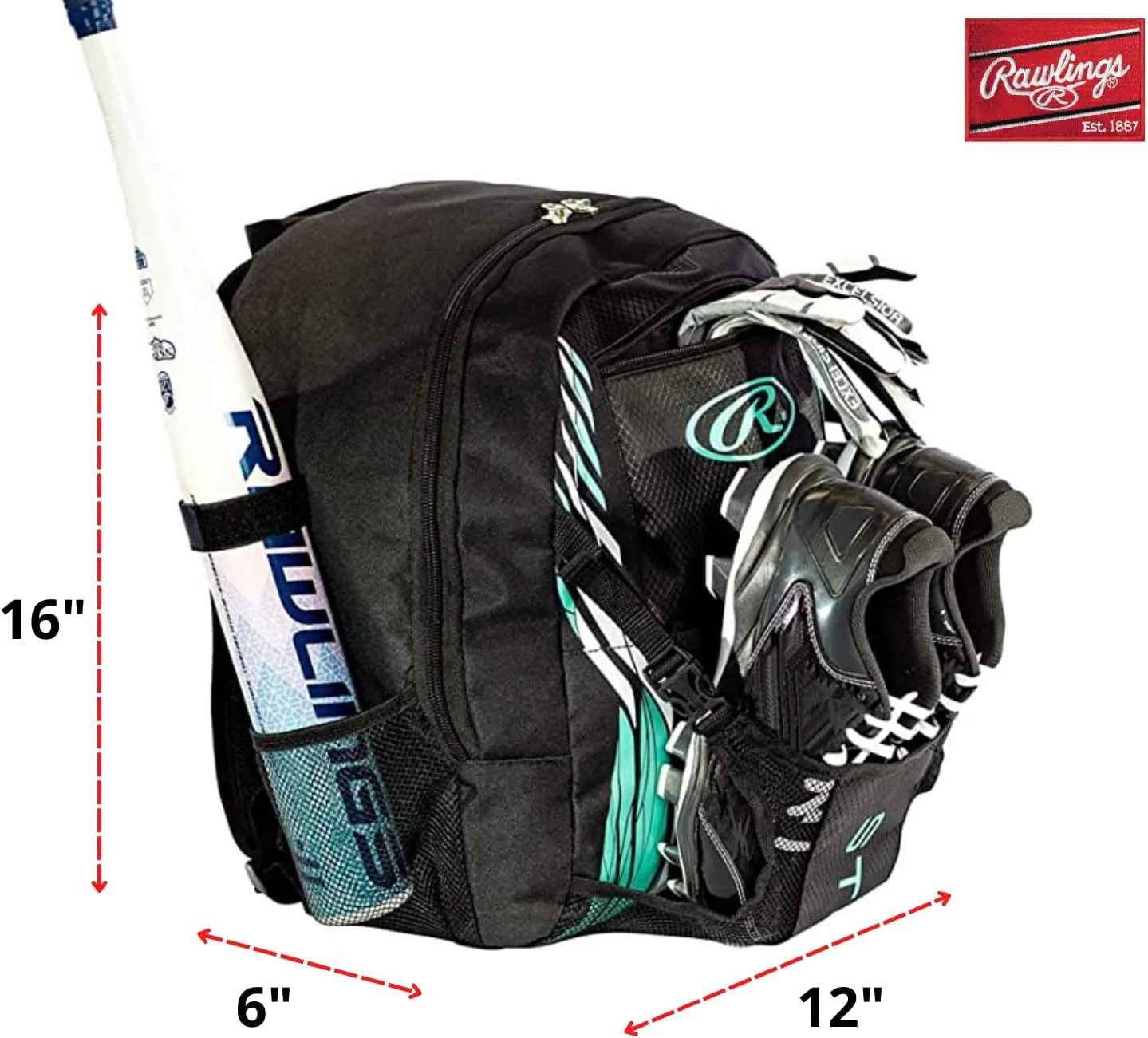 Rawlings | Storm Backpack Equipment Bag | Girls T-Ball/Youth Baseball & Softball | Multiple Colors