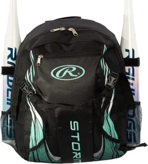 Rawlings | Storm Backpack Equipment Bag | Girls T-Ball/Youth Baseball & Softball | Multiple Colors