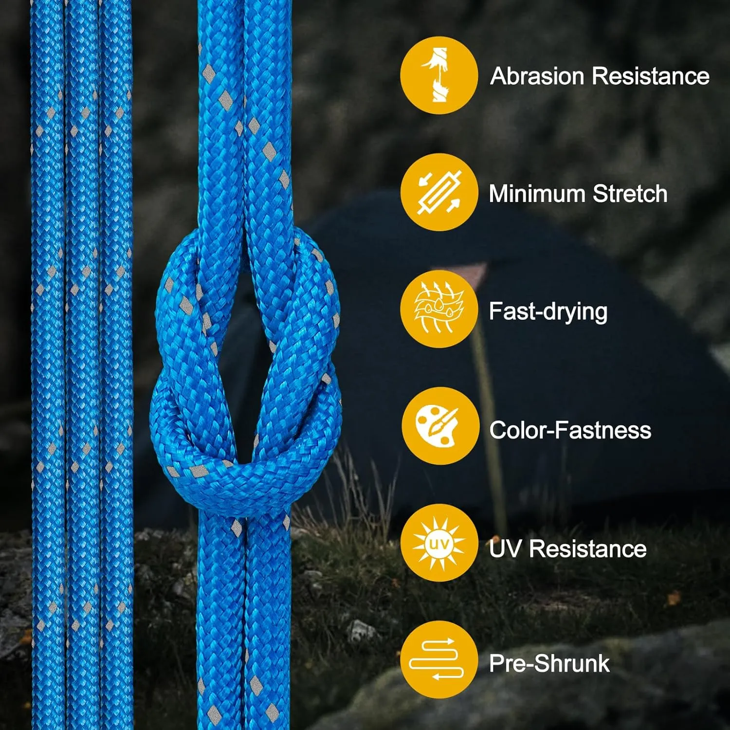 Reflective Paracord Rope 850Ib, 50/100/200/500/1000ft 4MM 11 Strand para Cords Lanyard Utility Parachute Cord for Tent Camping Hiking Survival Tactical Clothesline DIY Projects (Blue, 200FT)