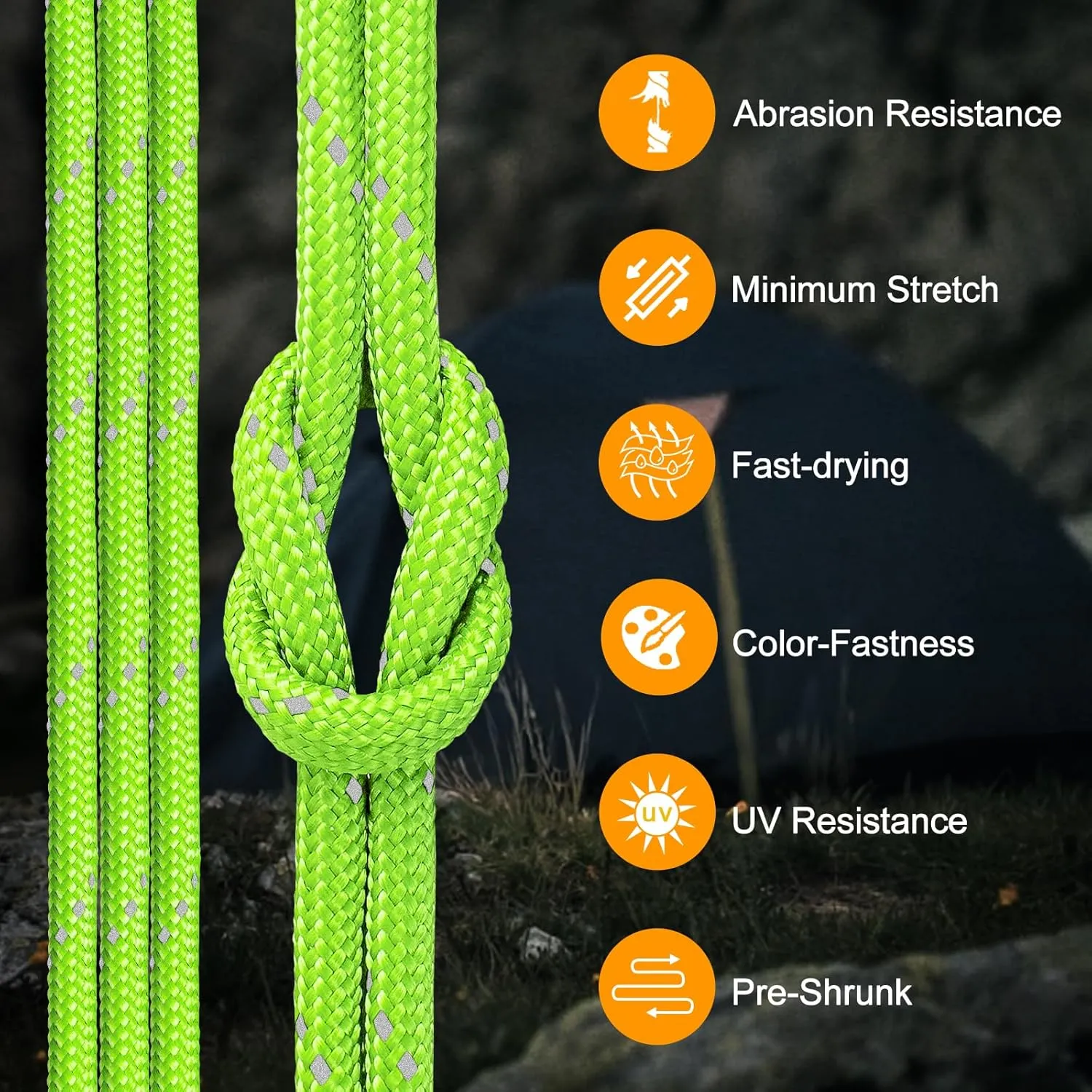 Reflective Paracord Rope 850Ib, 50/100/200/500/1000ft 4MM 11 Strand Parachute Spool Cords, Paracord Lanyard String for Tent, Camping, Hiking, Fishing, Survival Bracelet, Neon Green 500FT