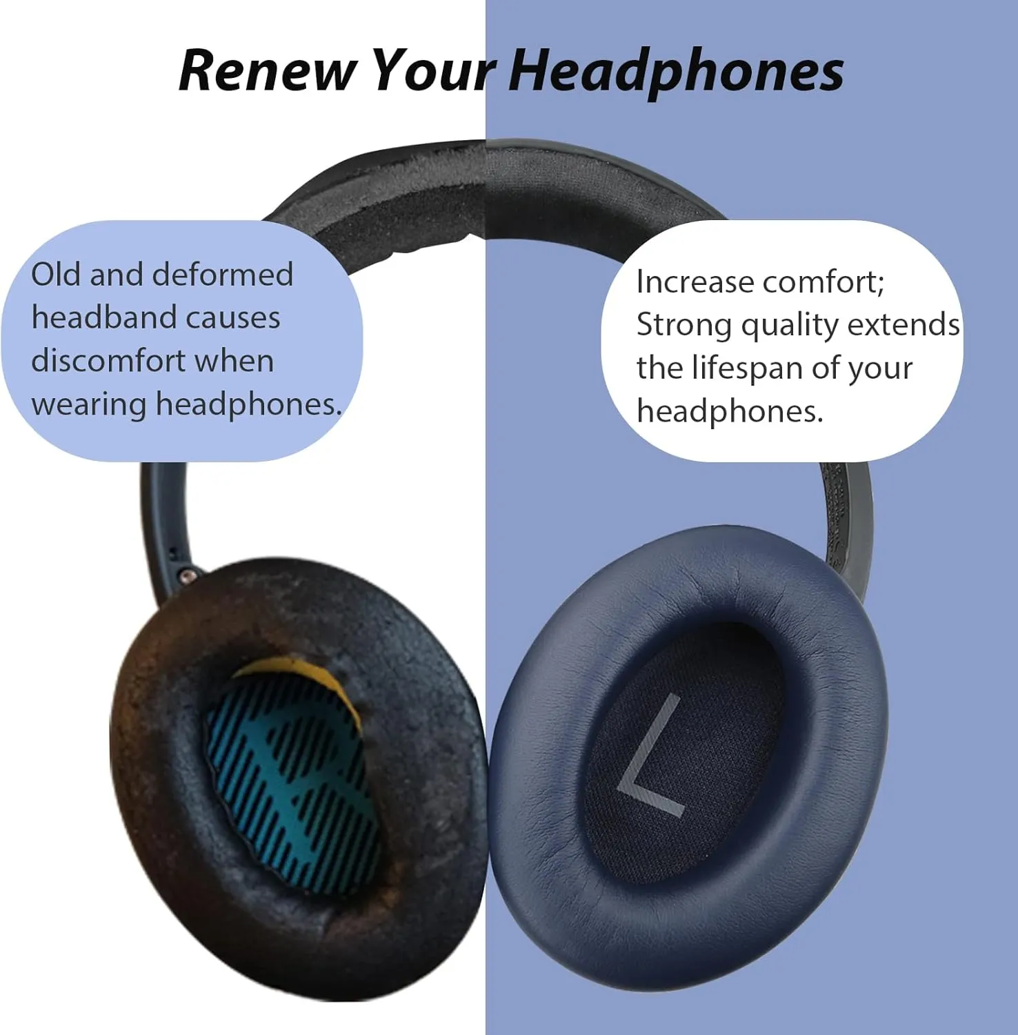 Replacement Headband Pad Kit for Bose QuietComfort 45 (QC45) QC35 QC35 II Headphones (Light Gray)