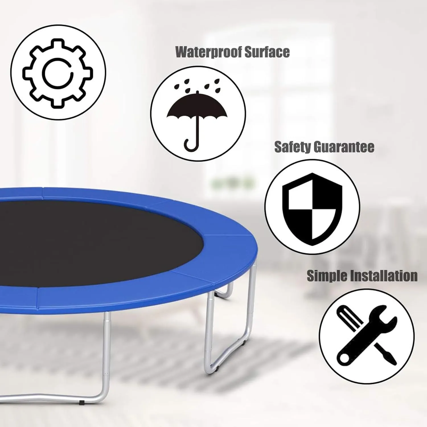 Replacement Trampoline Safety Pad Mat, 12FT Trampoline Replacement Safety Pad, Waterproof Tear Resistant UV Resistant Trampoline Accessories Spring Covers
