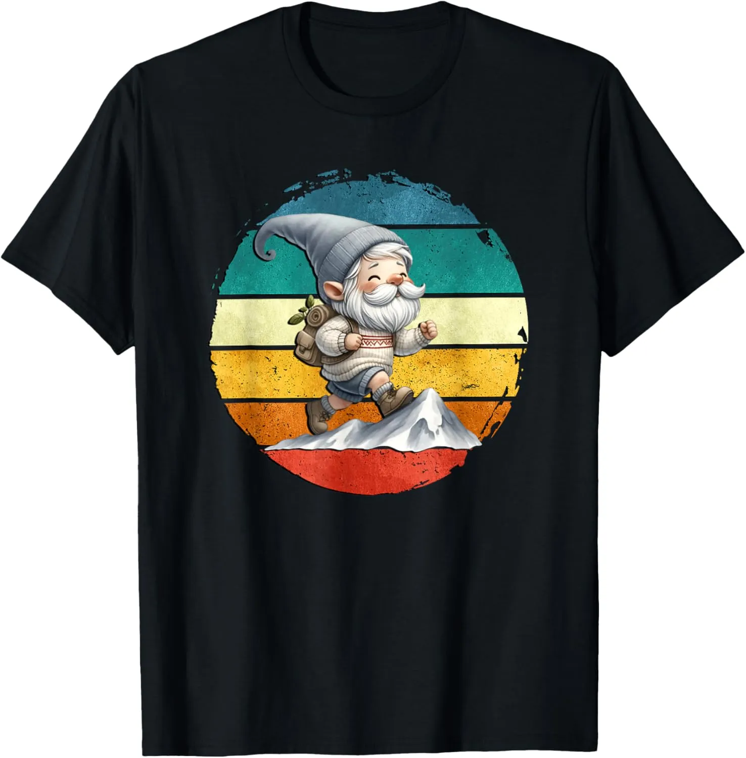 Retro Trail Runner Graphic Men Women Vintage Hiking Gnome T-Shirt